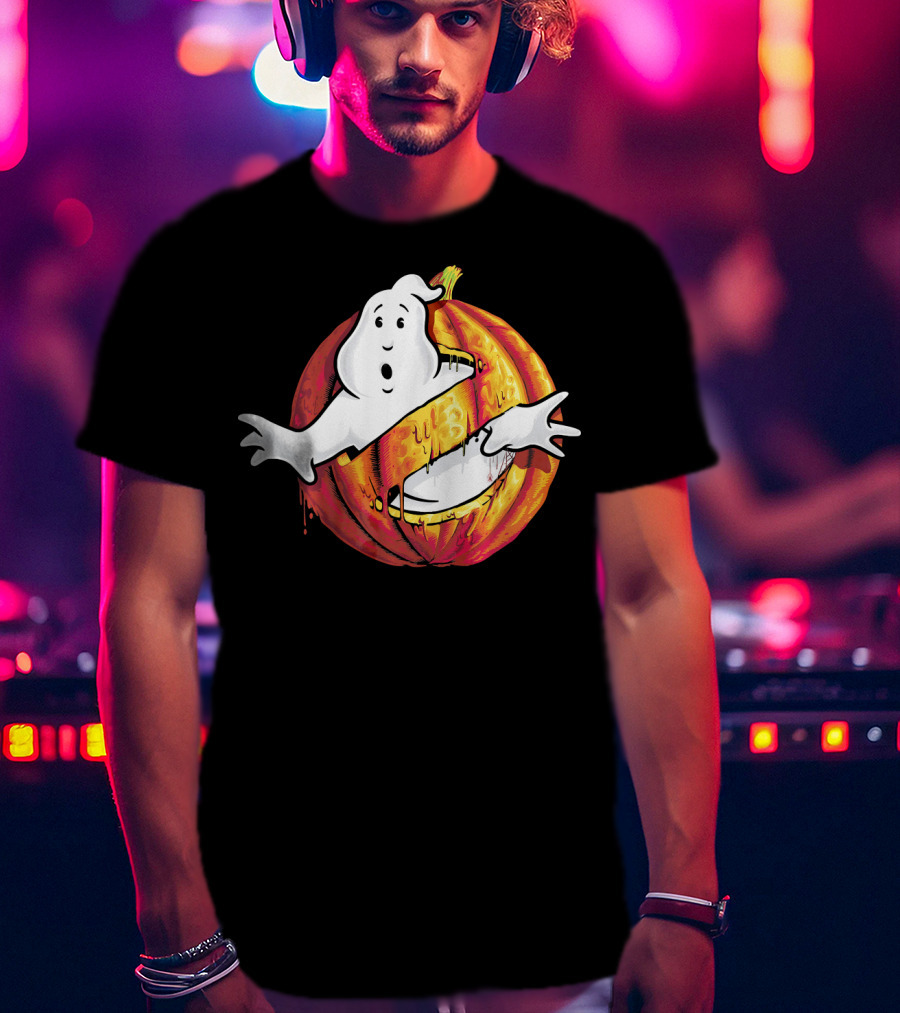 Ghostbusters Classic Logo Halloween Pumpkin Mashup T-Shirt