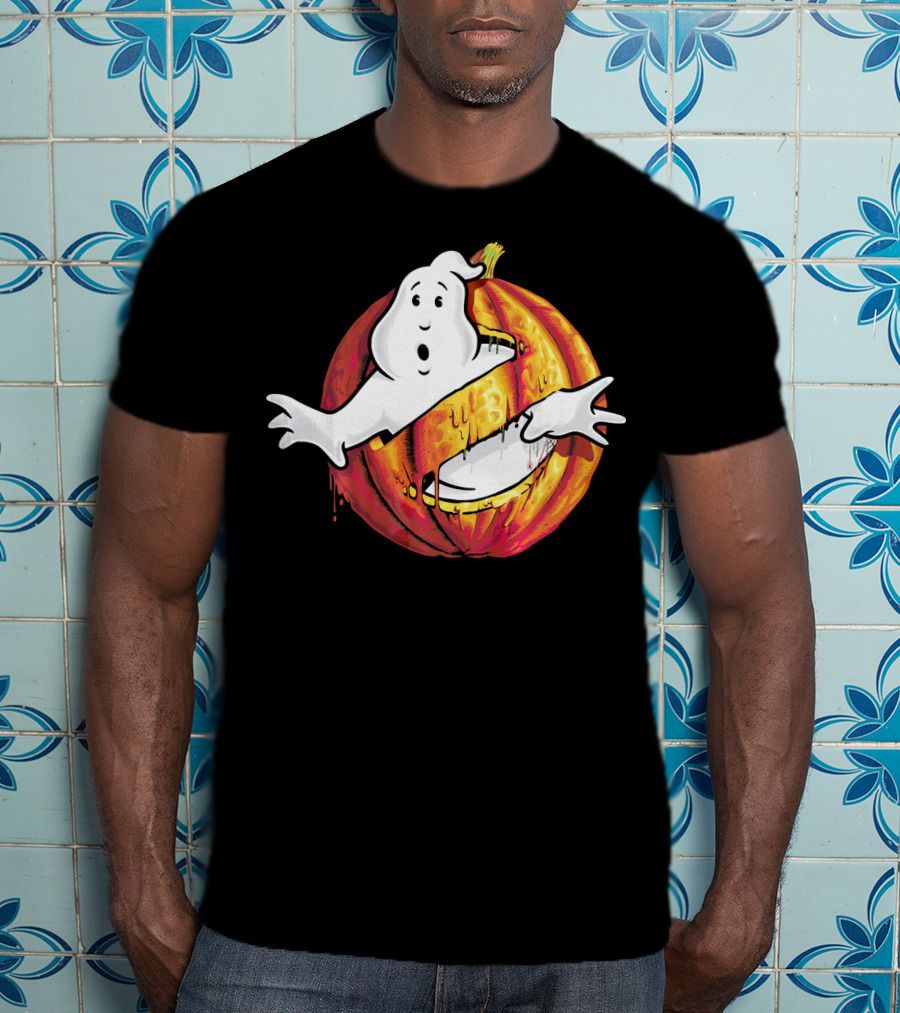 Ghostbusters Classic Logo Halloween Pumpkin Mashup T-Shirt