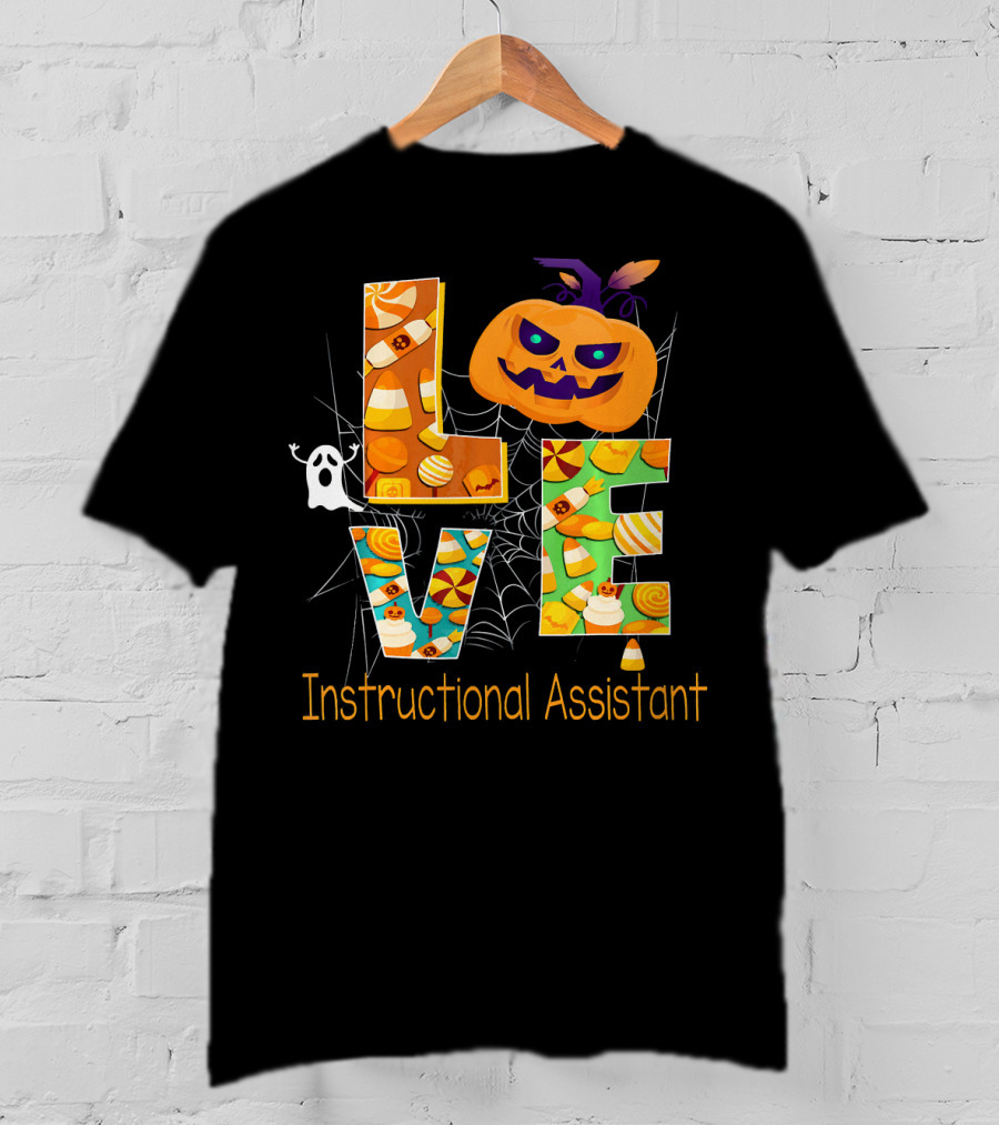 Halloween Love Instructional Assistant Pumpkin Candy Ghost T-Shirt