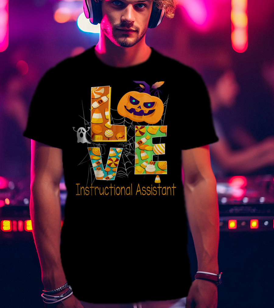 Halloween Love Instructional Assistant Pumpkin Candy Ghost T-Shirt