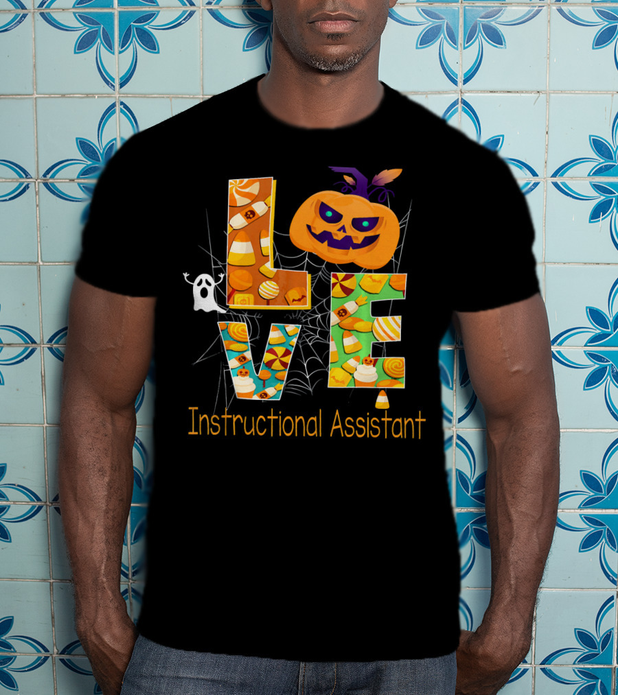 Halloween Love Instructional Assistant Pumpkin Candy Ghost T-Shirt