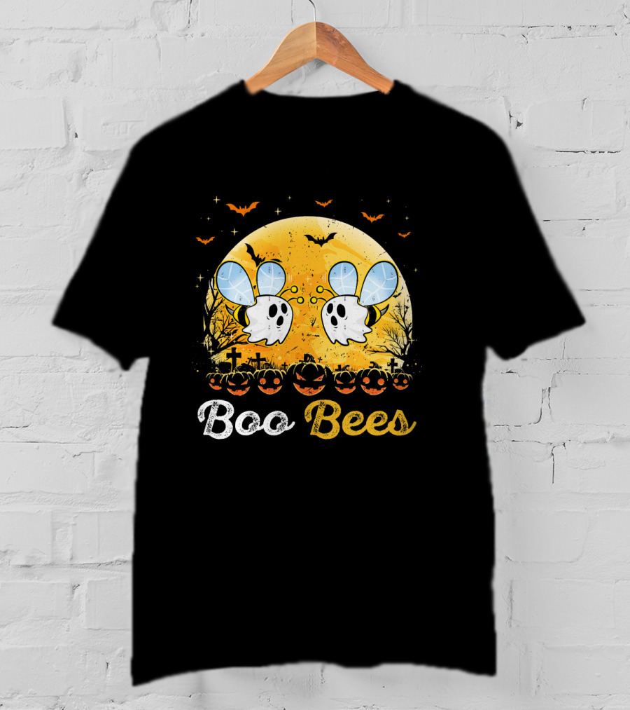 Boo Bees Halloween Moon Pumpkins Bats Crosses T-Shirt