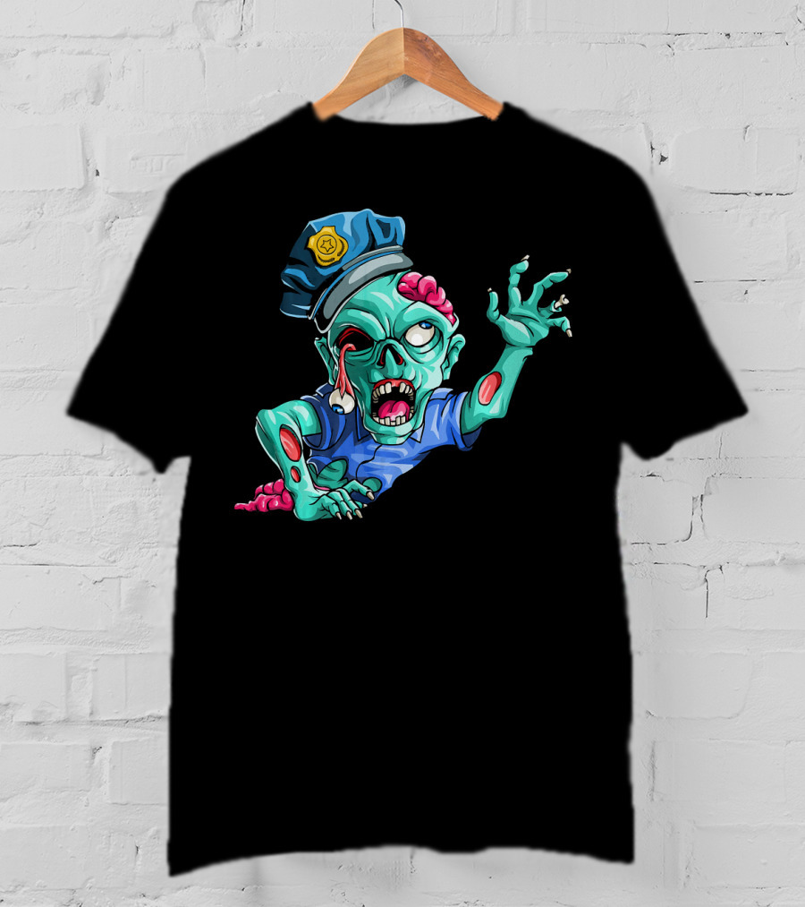Zombie Police Funny Halloween Horror Scary Undead Officer T-Shirt