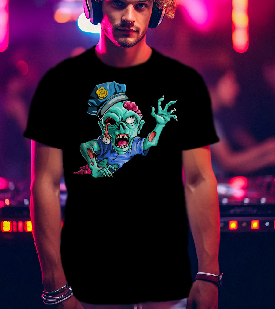 Zombie Police Funny Halloween Horror Scary Undead Officer T-Shirt