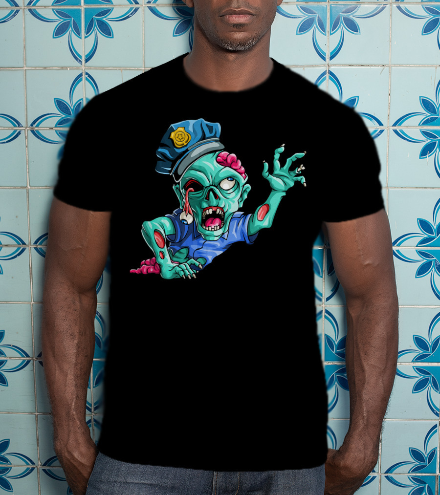 Zombie Police Funny Halloween Horror Scary Undead Officer T-Shirt