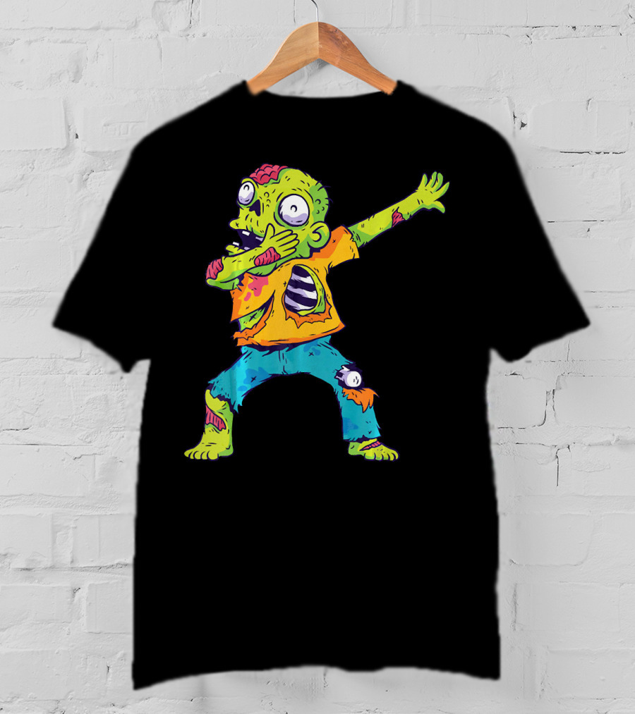 Dabbing Zombie Funny Halloween Zombi Cute Cartoon T-Shirt