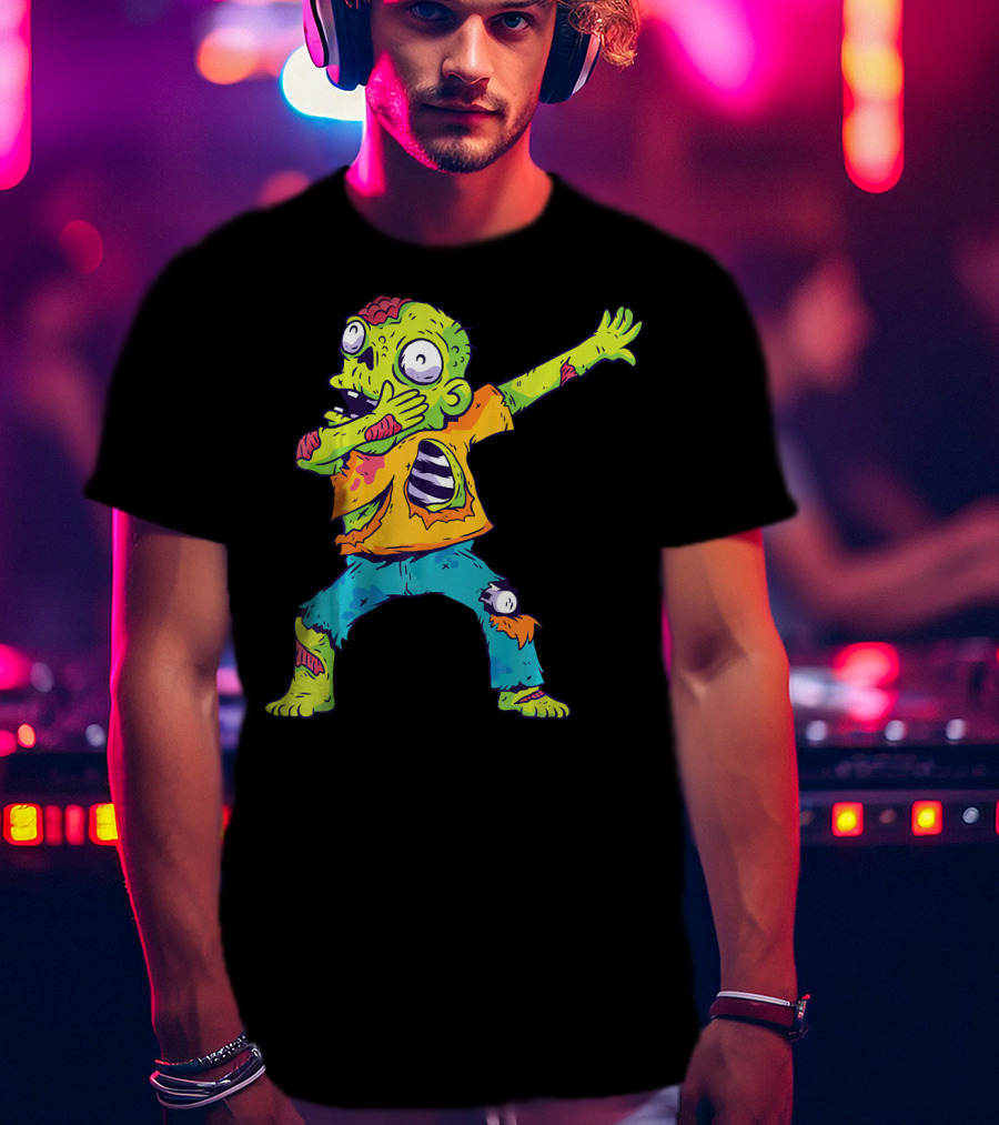 Dabbing Zombie Funny Halloween Zombi Cute Cartoon T-Shirt