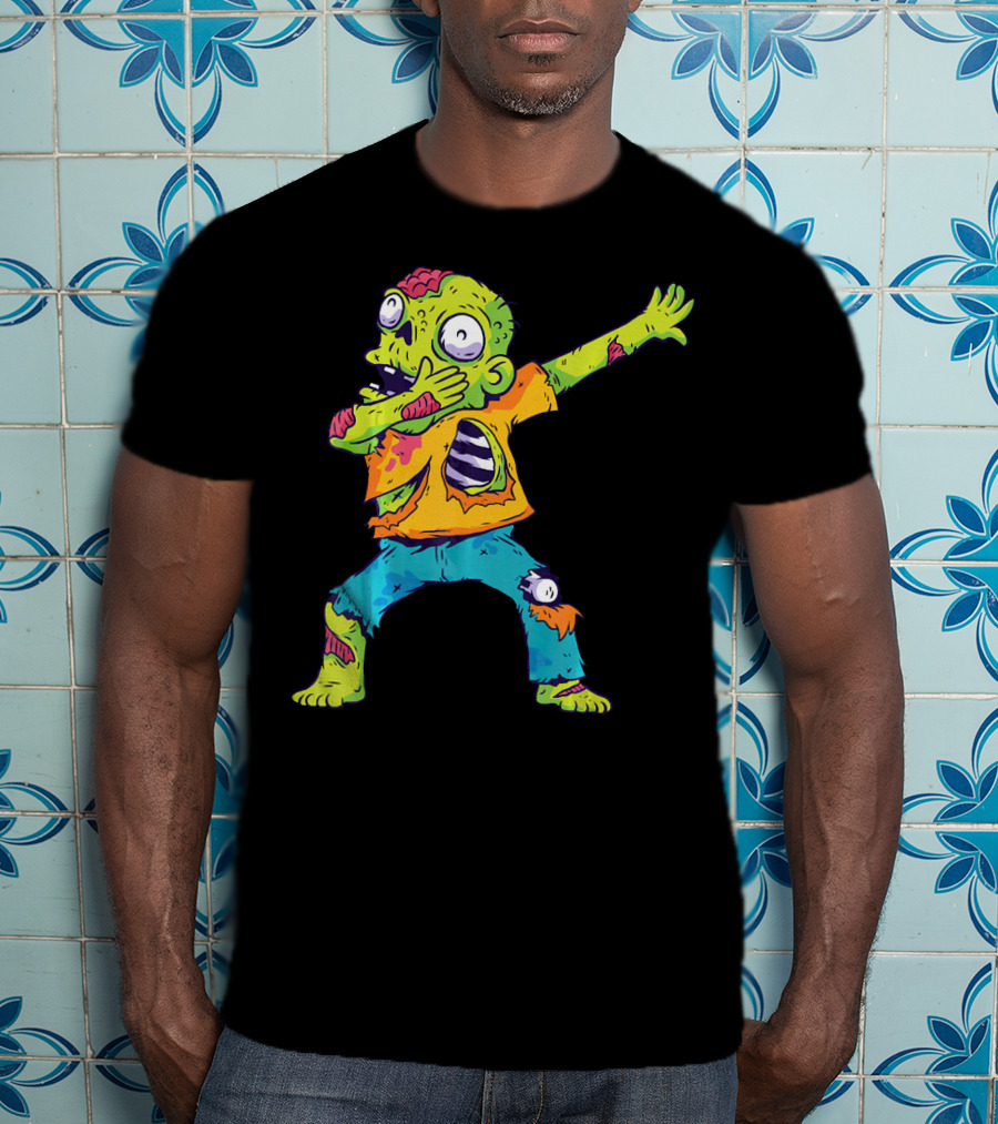 Dabbing Zombie Funny Halloween Zombi Cute Cartoon T-Shirt