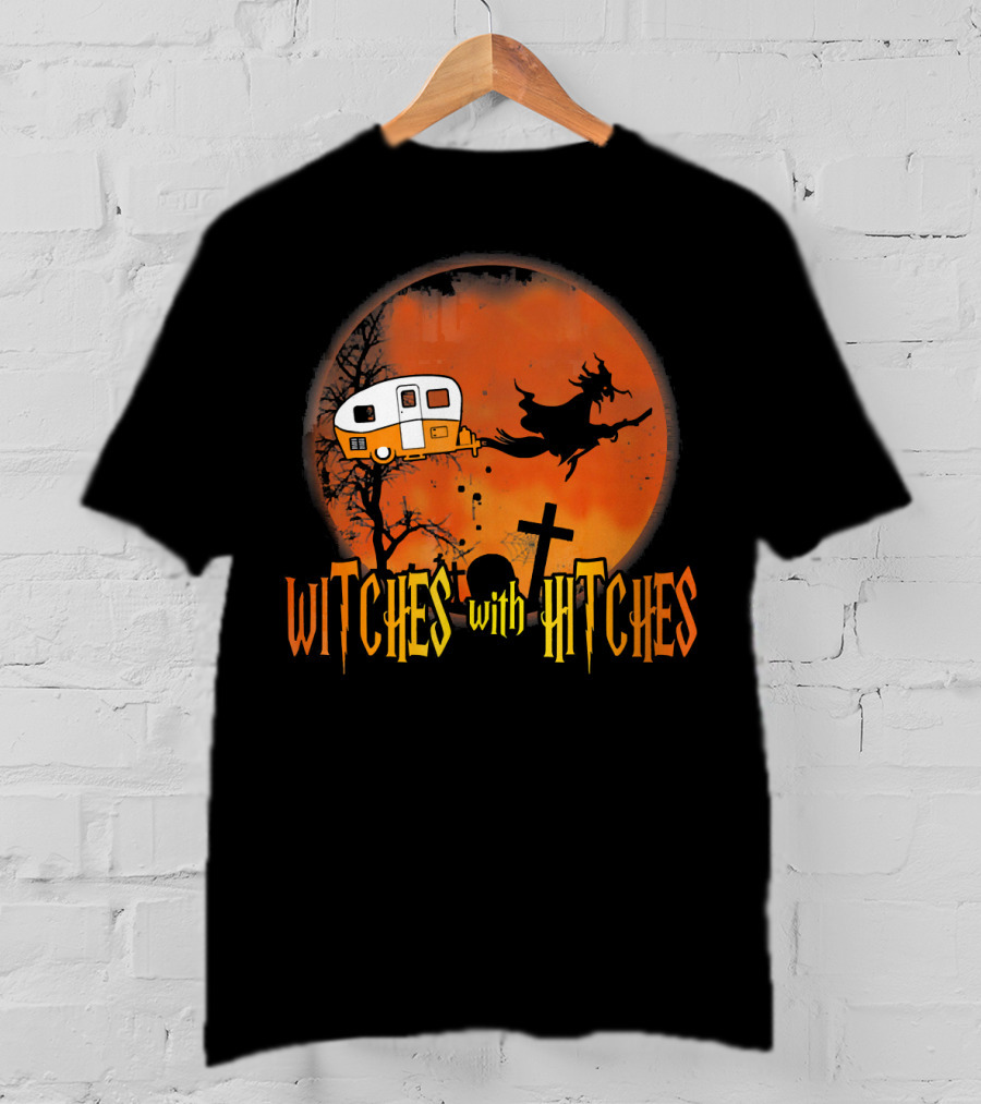 Witches With Hitches Halloween Camper Scene T-Shirt