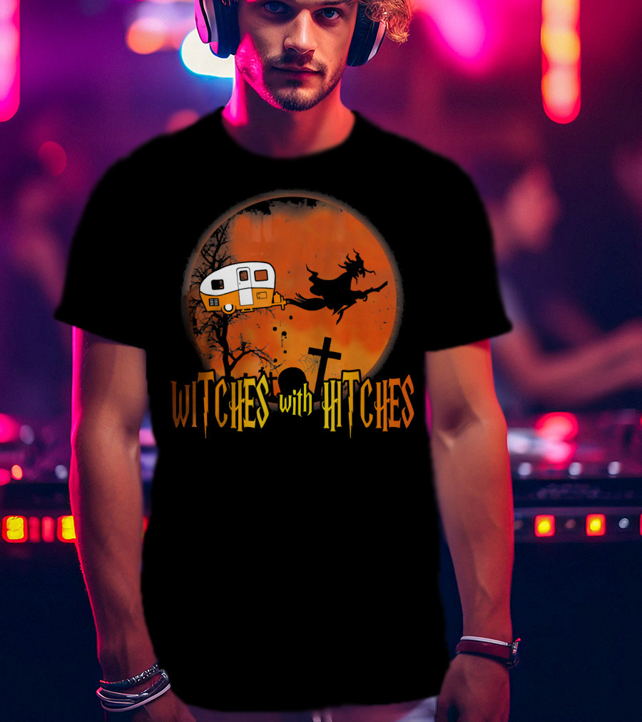 Witches With Hitches Halloween Camper Scene T-Shirt
