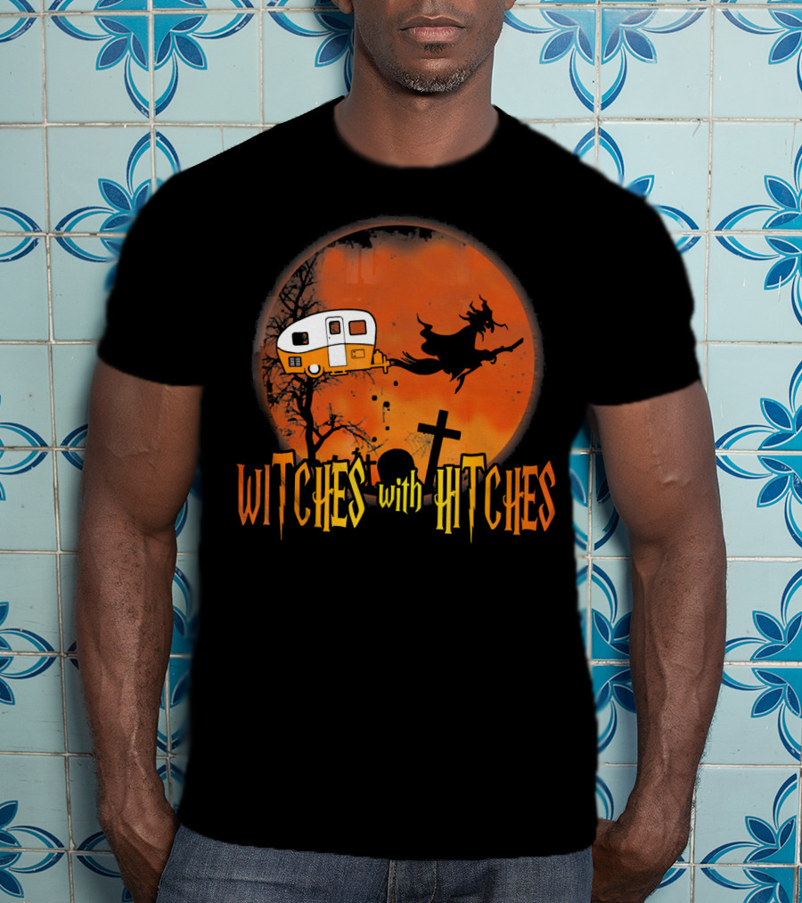 Witches With Hitches Halloween Camper Scene T-Shirt