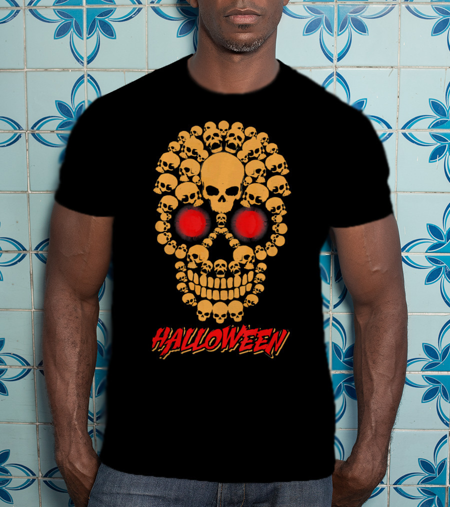 HALLOWEEN Skull Skeleton Zombie Face T-Shirt