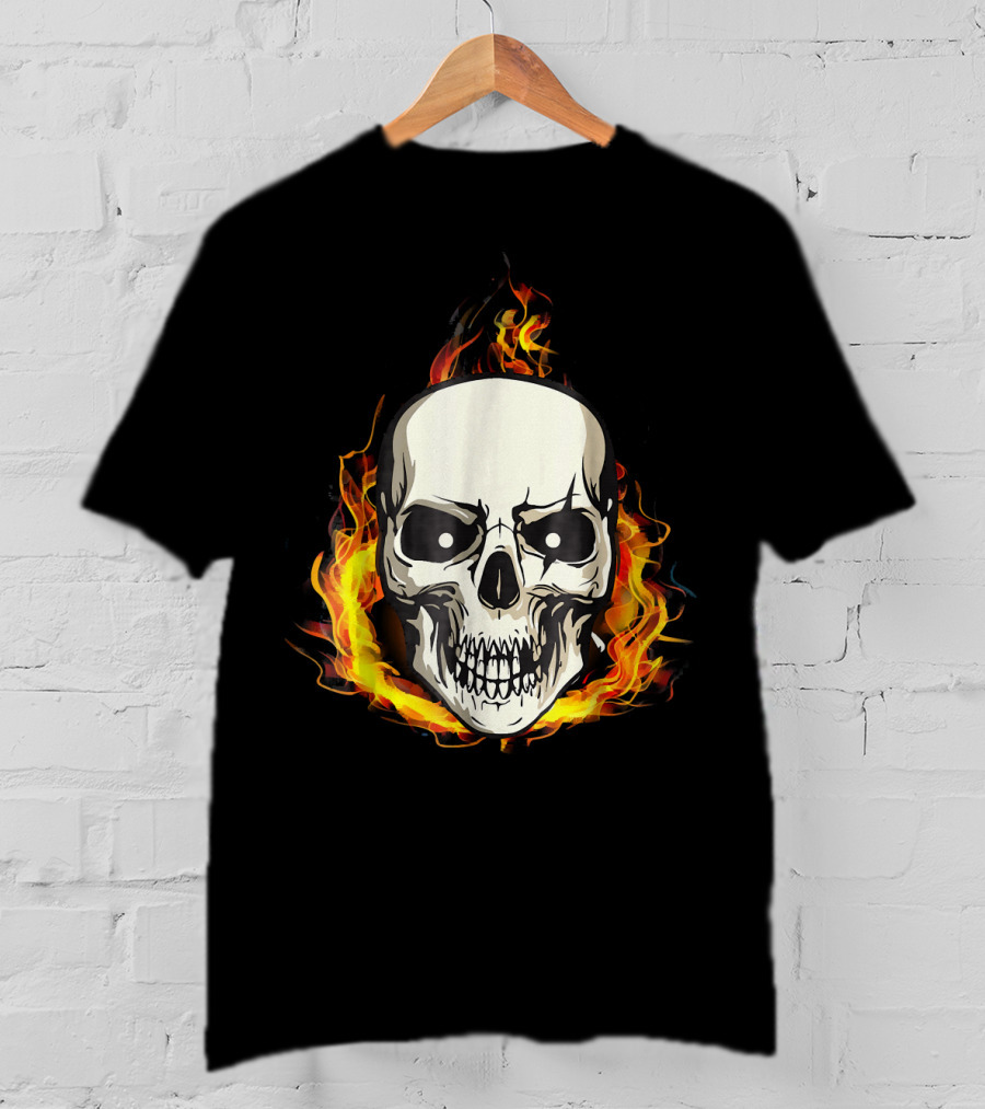 Flaming Skull Inferno Skull T-Shirt