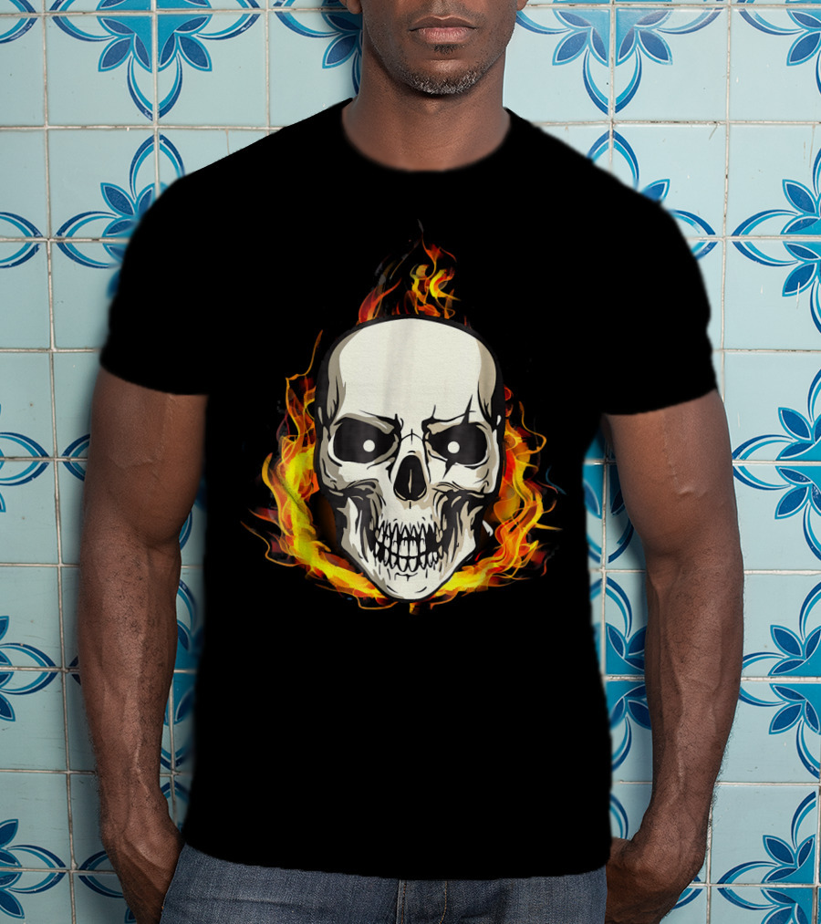 Flaming Skull Inferno Skull T-Shirt