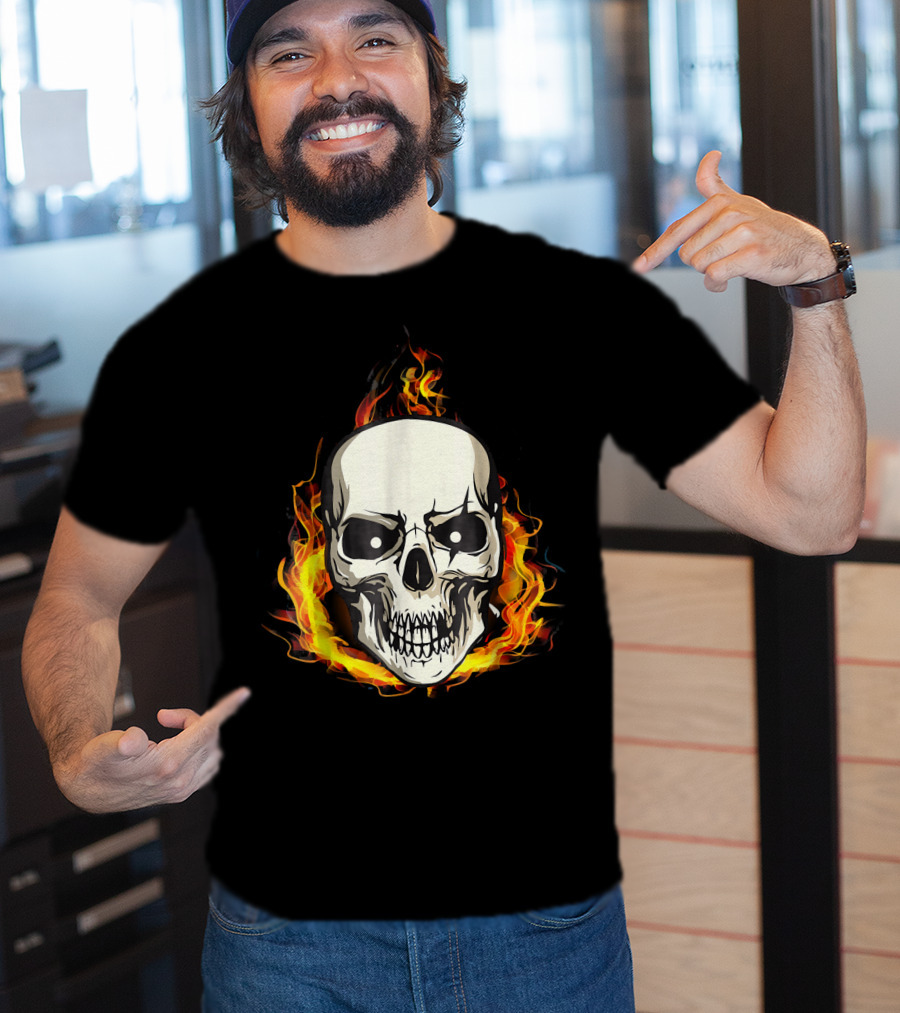 Flaming Skull Inferno Skull T-Shirt