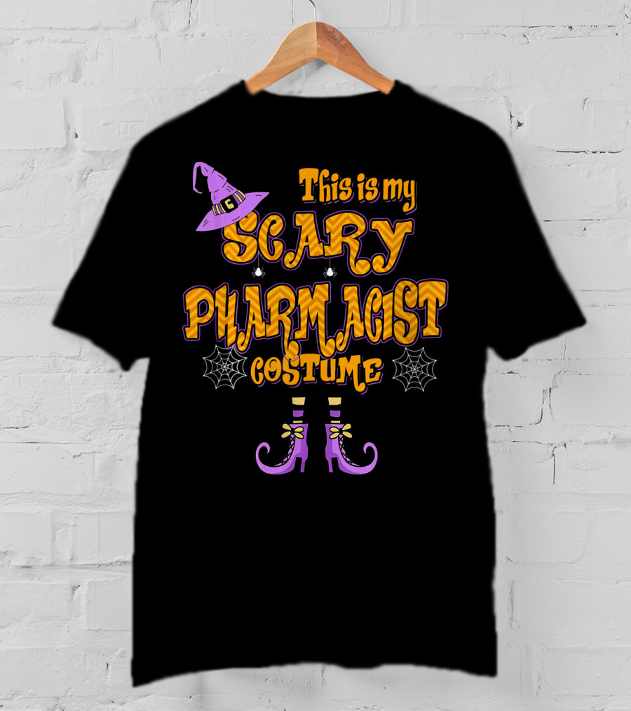 This Is My Scary Pharmacist Costume Hat Boots Spiders Webs T-Shirt