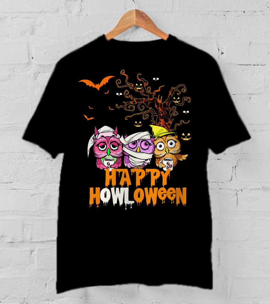 Happy Howloween Funny Mummy Witch Owls Halloween T-Shirt