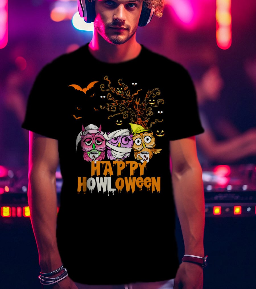 Happy Howloween Funny Mummy Witch Owls Halloween T-Shirt