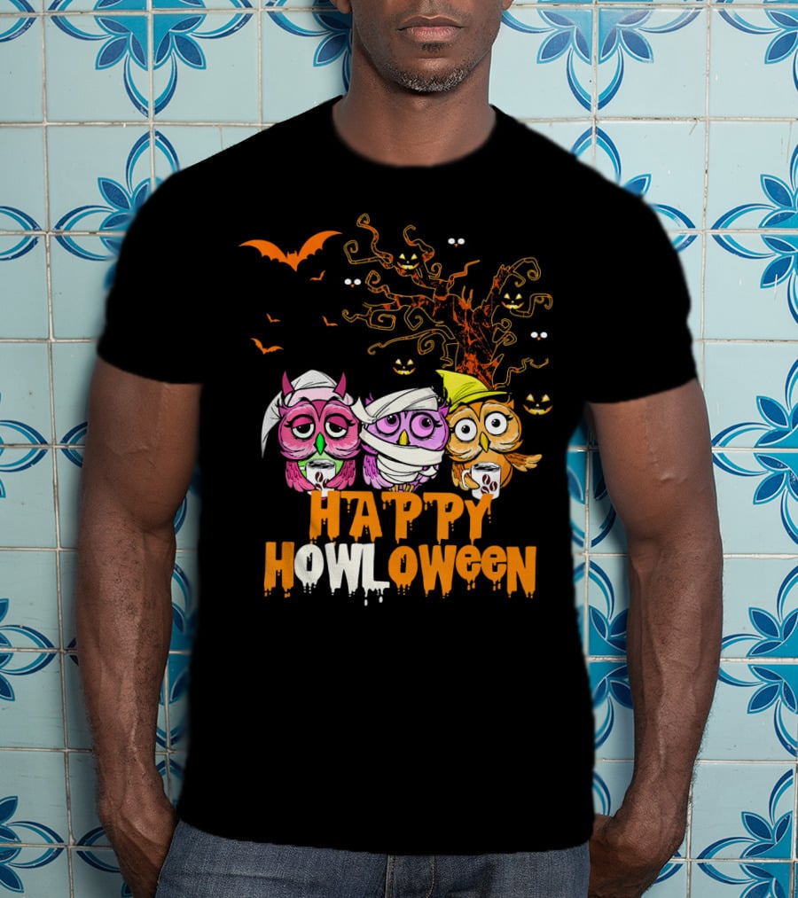 Happy Howloween Funny Mummy Witch Owls Halloween T-Shirt