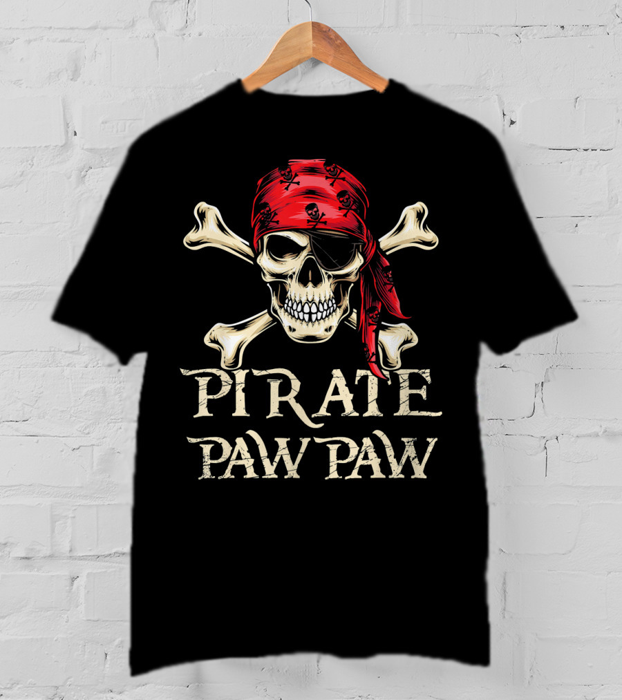 Pirate Paw Paw Skull And Crossbones Red Bandana T-Shirt