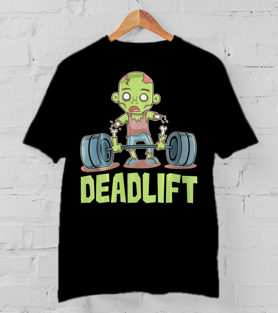 Deadlift Zombie Lifting Cartoon Undead Weightlifting T-Shirt