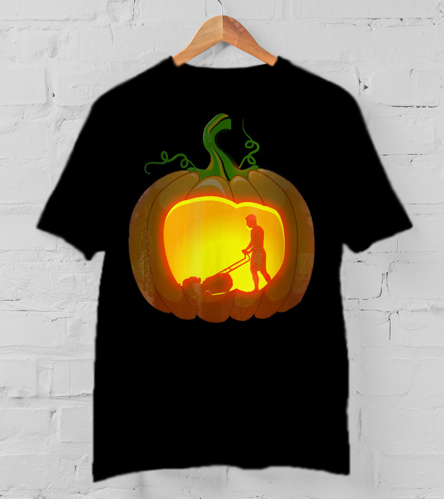 Pumpkin Jack-O'-Lantern With Lawn Mower T-Shirt