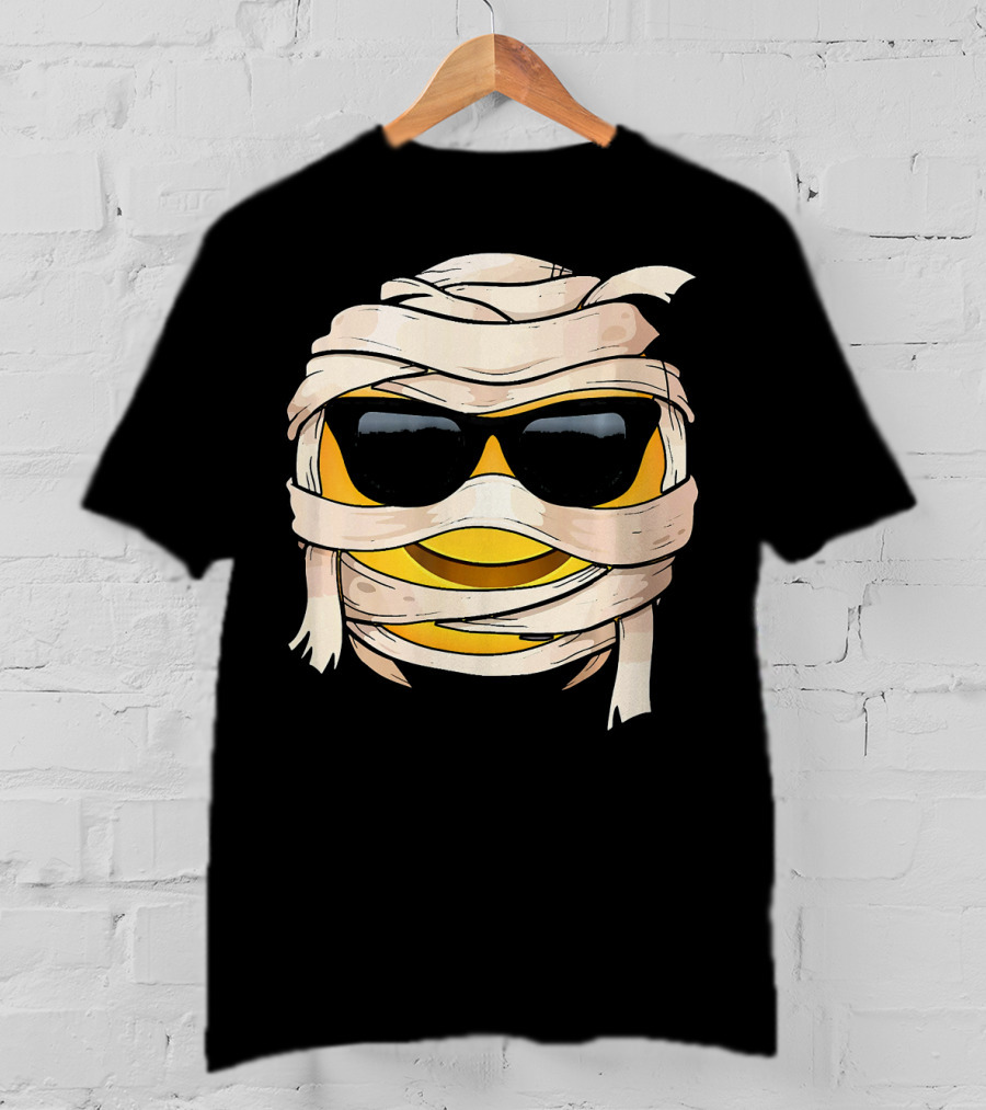 Smiling Face With Sunglasses Emoji Wink Wrapped In Bandages T-Shirt