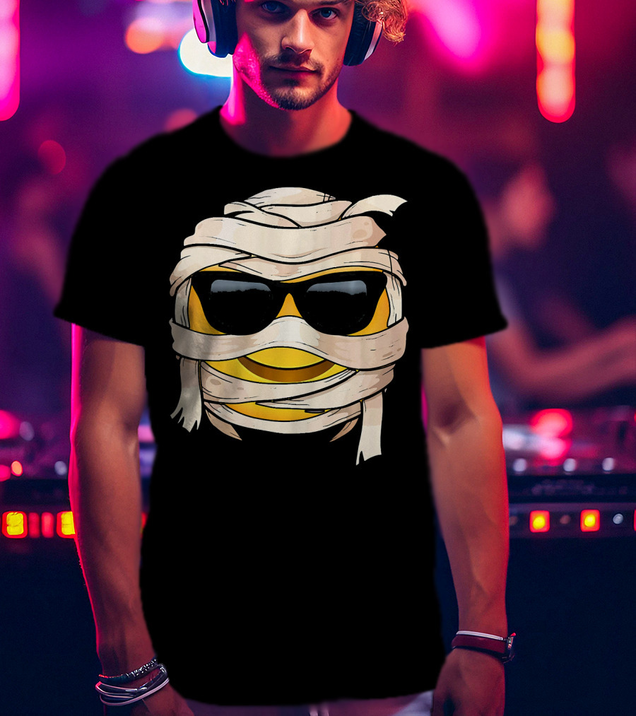 Smiling Face With Sunglasses Emoji Wink Wrapped In Bandages T-Shirt