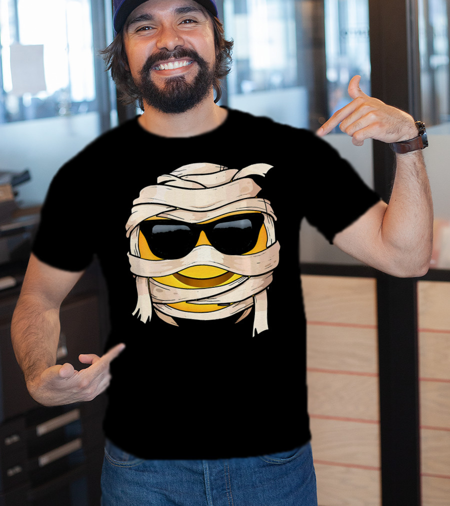 Smiling Face With Sunglasses Emoji Wink Wrapped In Bandages T-Shirt