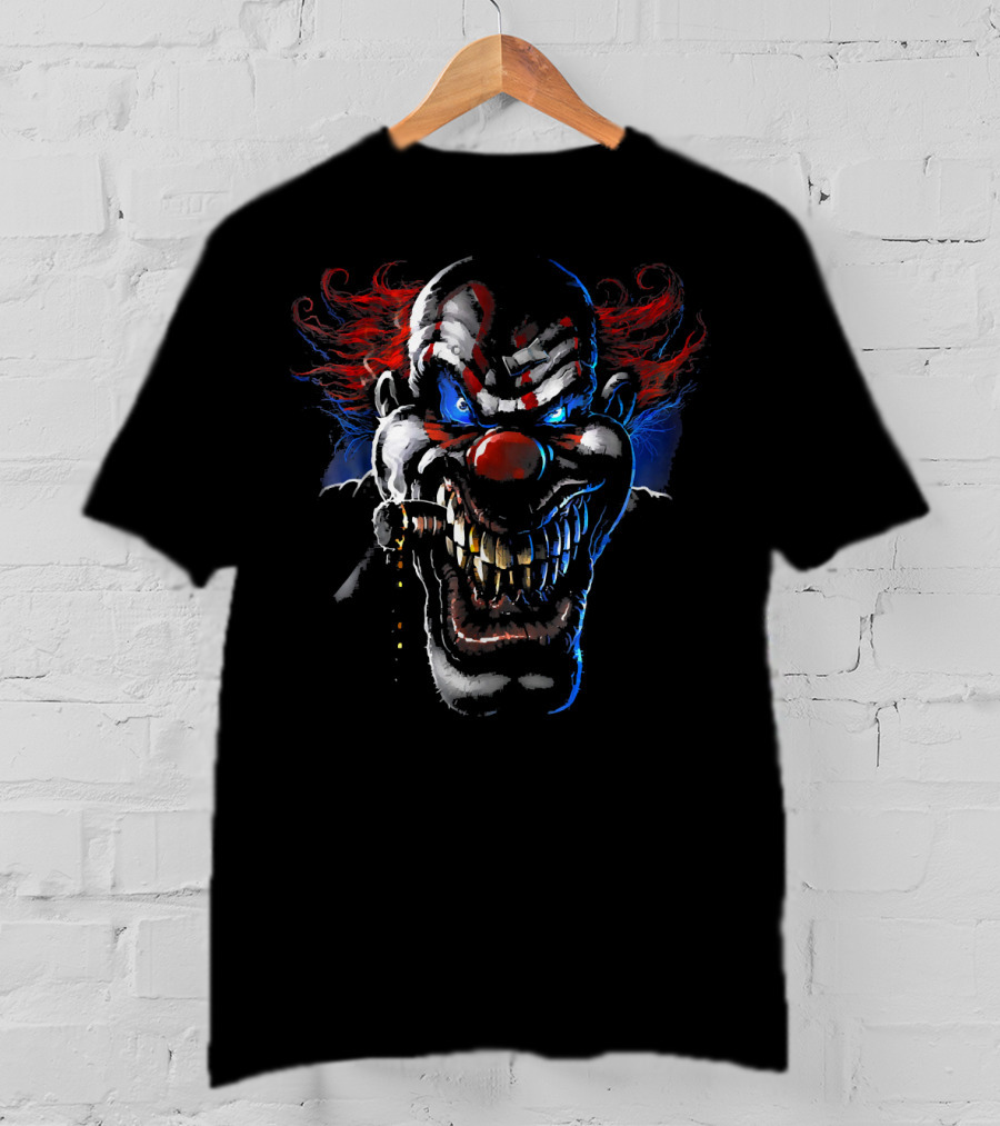 Scary Clown Evil Grinning Red Eyes T-Shirt