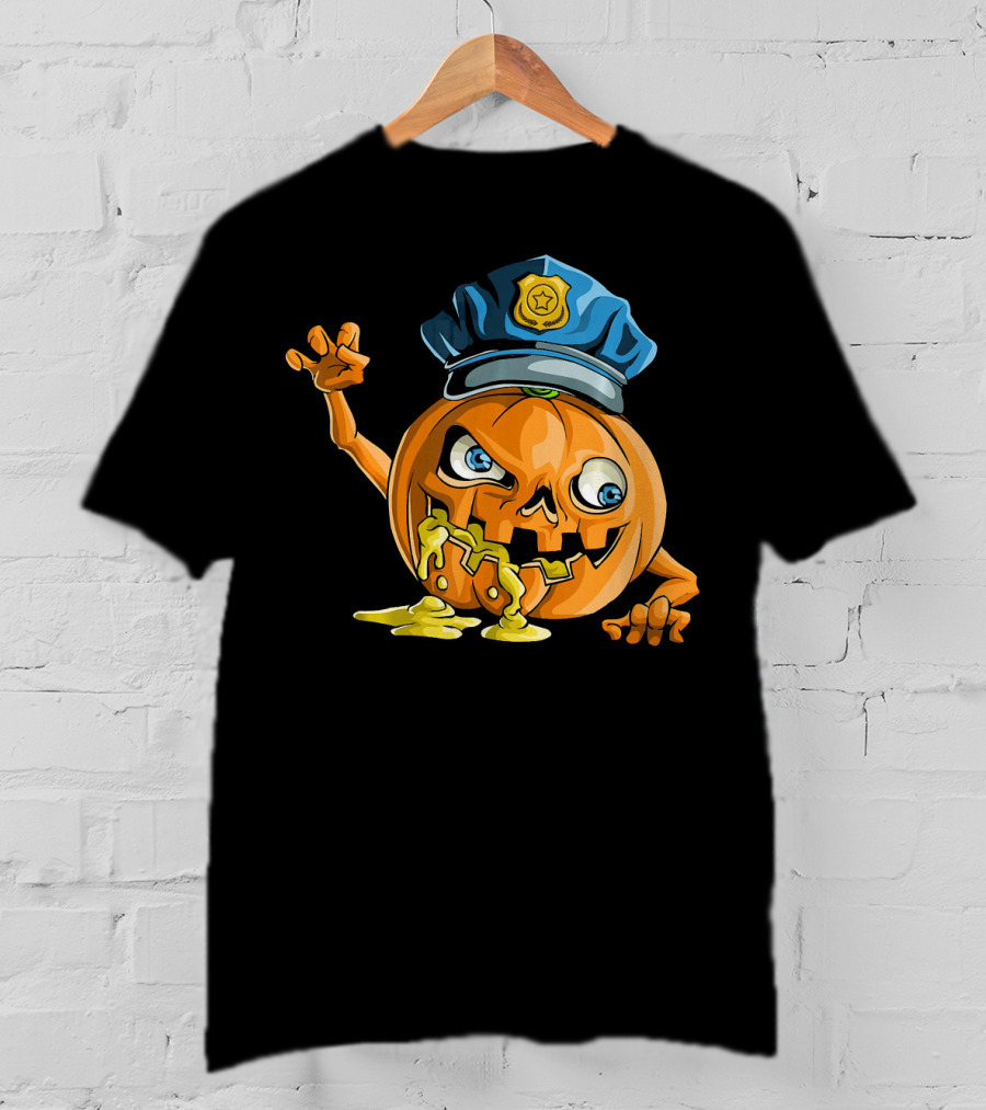 Zombie Pumpkin Police Officer Rising T-Shirt