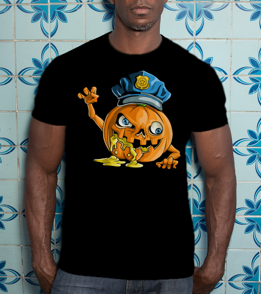 Zombie Pumpkin Police Officer Rising T-Shirt