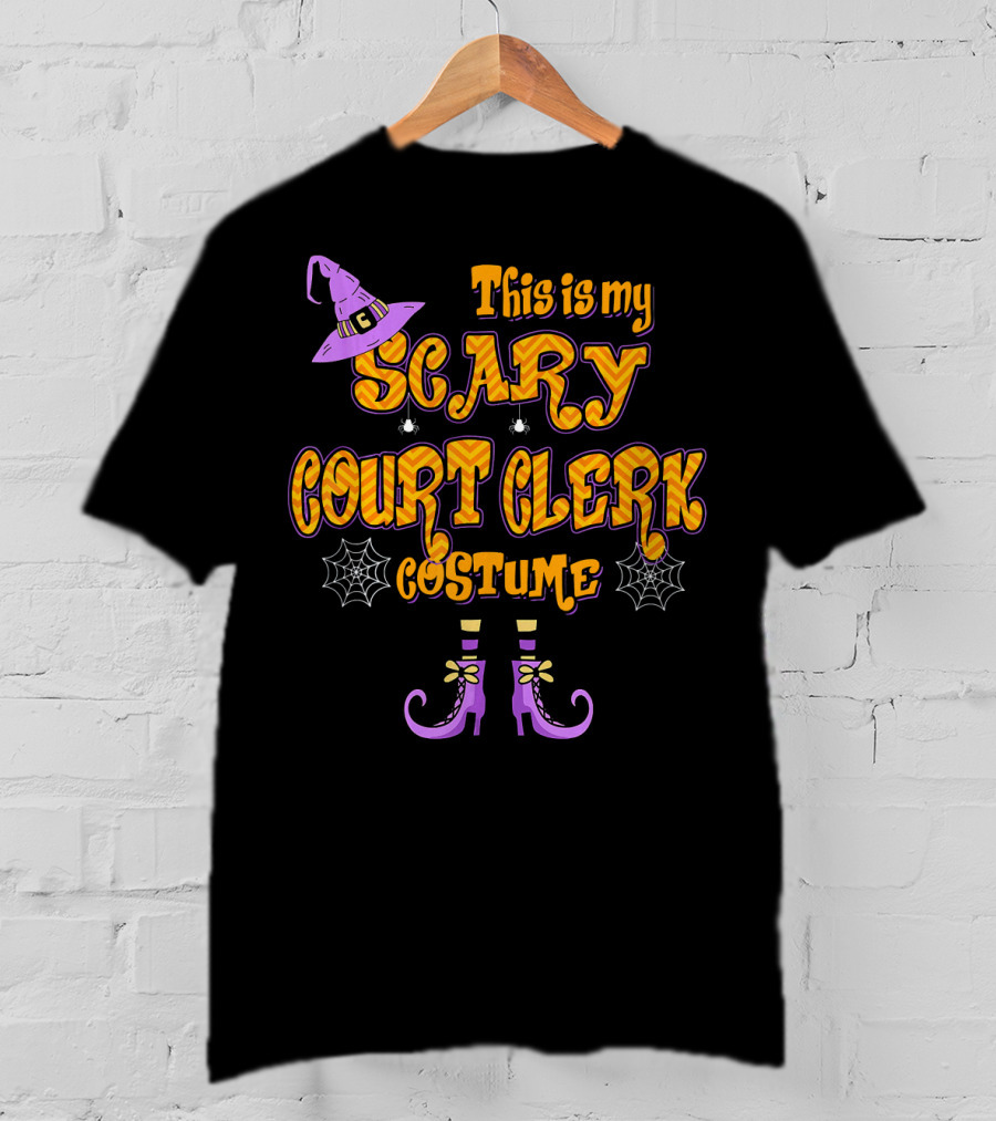 This Is My Scary Court Clerk Costume With Witch Hat And Spider Webs T-Shirt