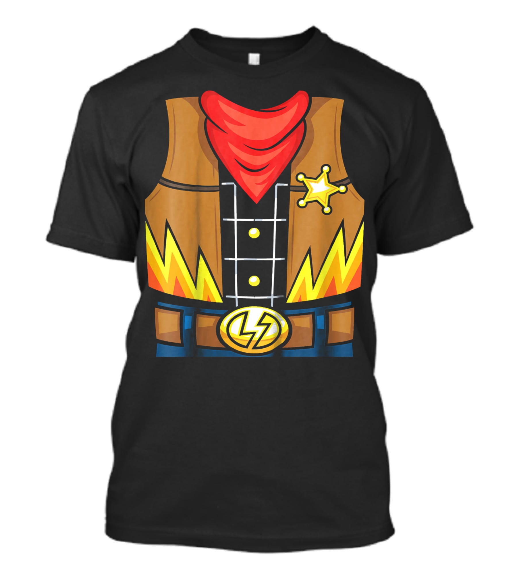 Kids Cowboy Lightning Sheriff Badge Vest T-Shirt