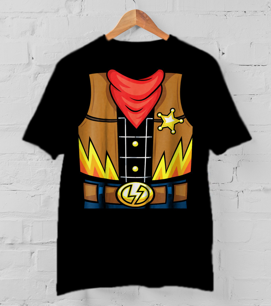 Kids Cowboy Lightning Sheriff Badge Vest T-Shirt