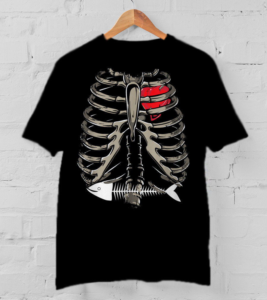 Xray Ribcage Heart Fish Bone Costume Cool Easy T-Shirt
