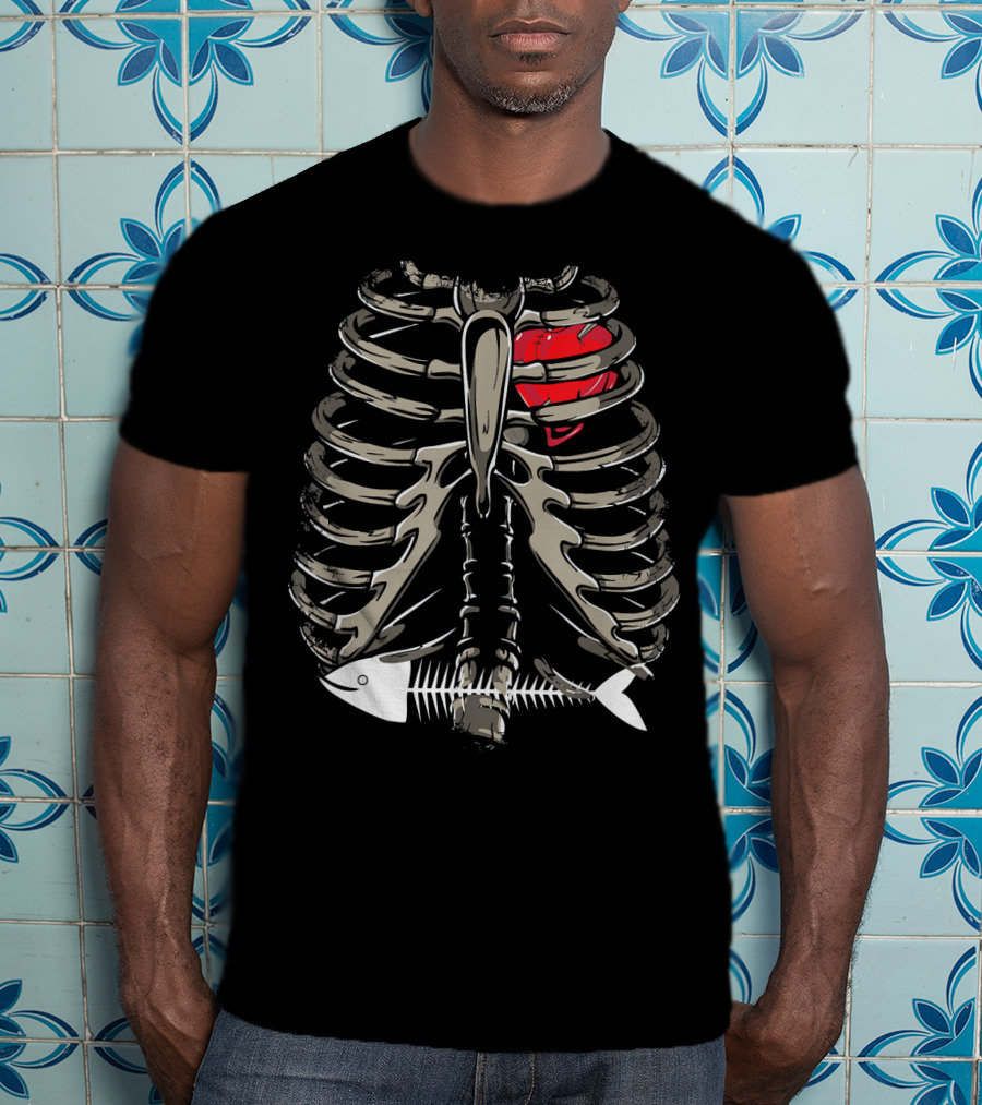 Xray Ribcage Heart Fish Bone Costume Cool Easy T-Shirt