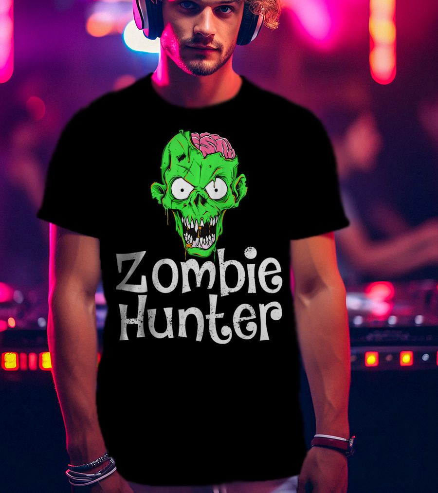 Zombie Hunter Halloween Zombie Head T-Shirt