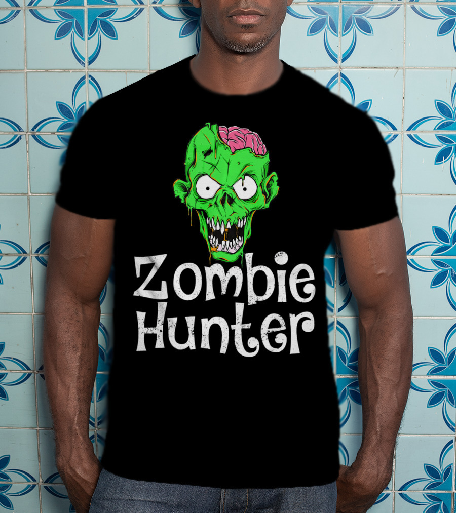Zombie Hunter Halloween Zombie Head T-Shirt