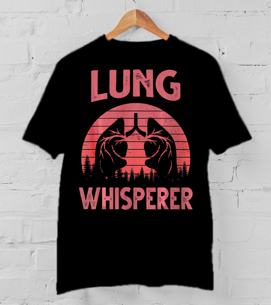 Lung Whisperer Respiratory Vintage Sunset Forest Lung T-Shirt