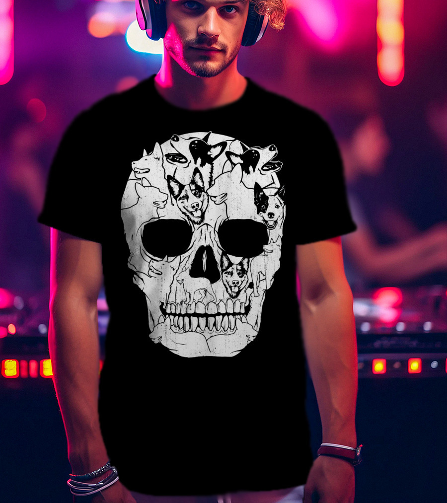 Australian Cattle Dog Skull Halloween Co Canine T-Shirt