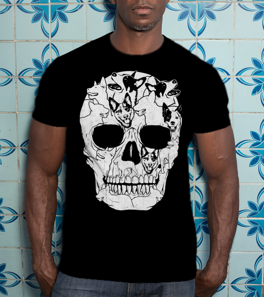 Australian Cattle Dog Skull Halloween Co Canine T-Shirt