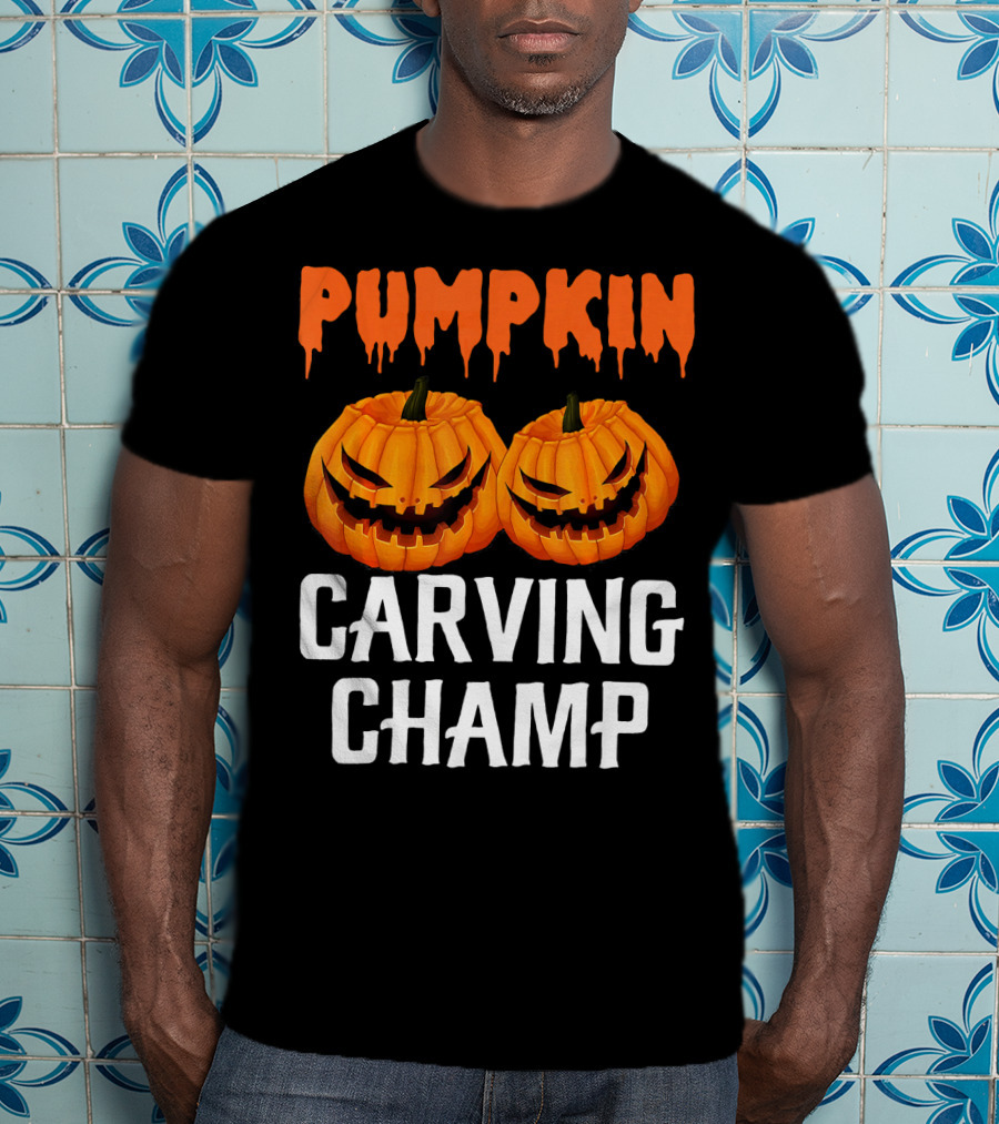 Pumpkin Carving Champ Halloween Creepy Design Competition T-Shirt