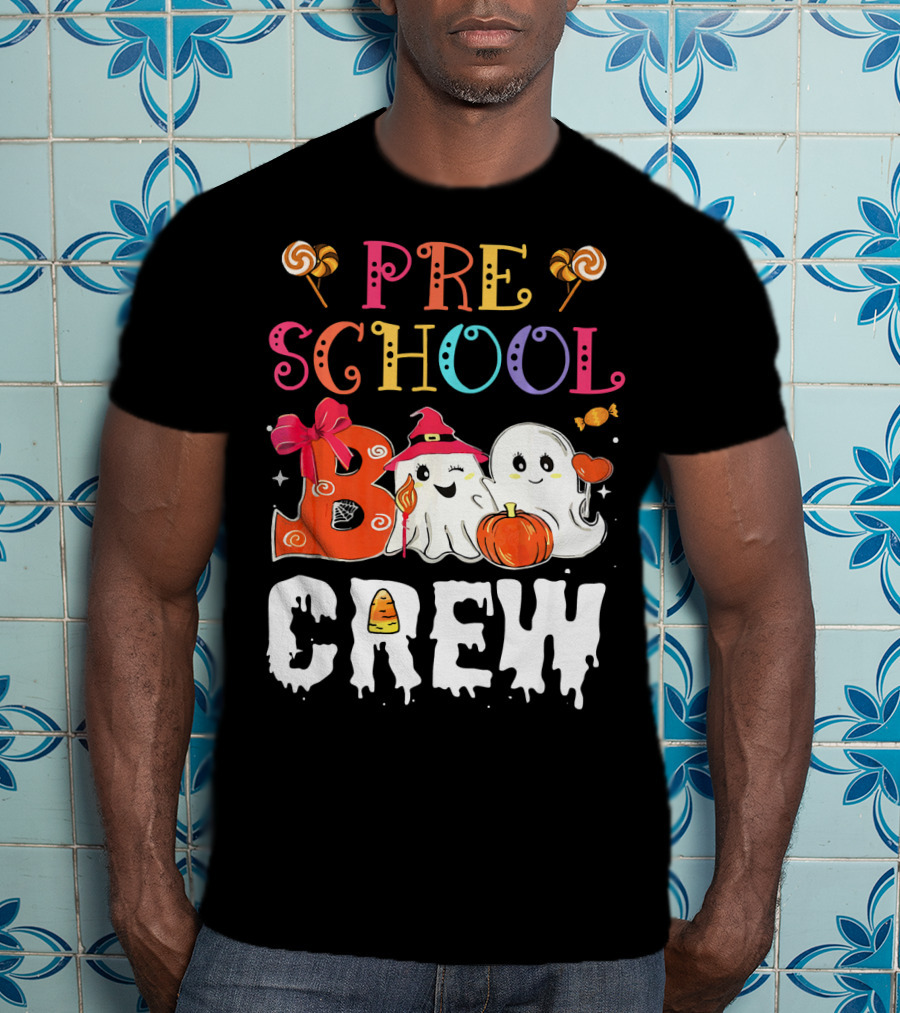 Preschool Boo Crew Halloween Ghosts With Candy Pumpkins T-Shirt