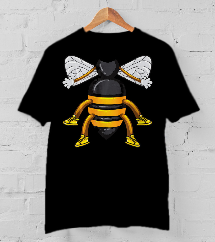 Funny Bee Costume With Sneakers And Cartoon Style Honeybee T-Shirt
