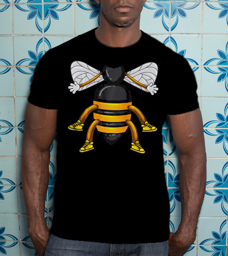 Funny Bee Costume With Sneakers And Cartoon Style Honeybee T-Shirt