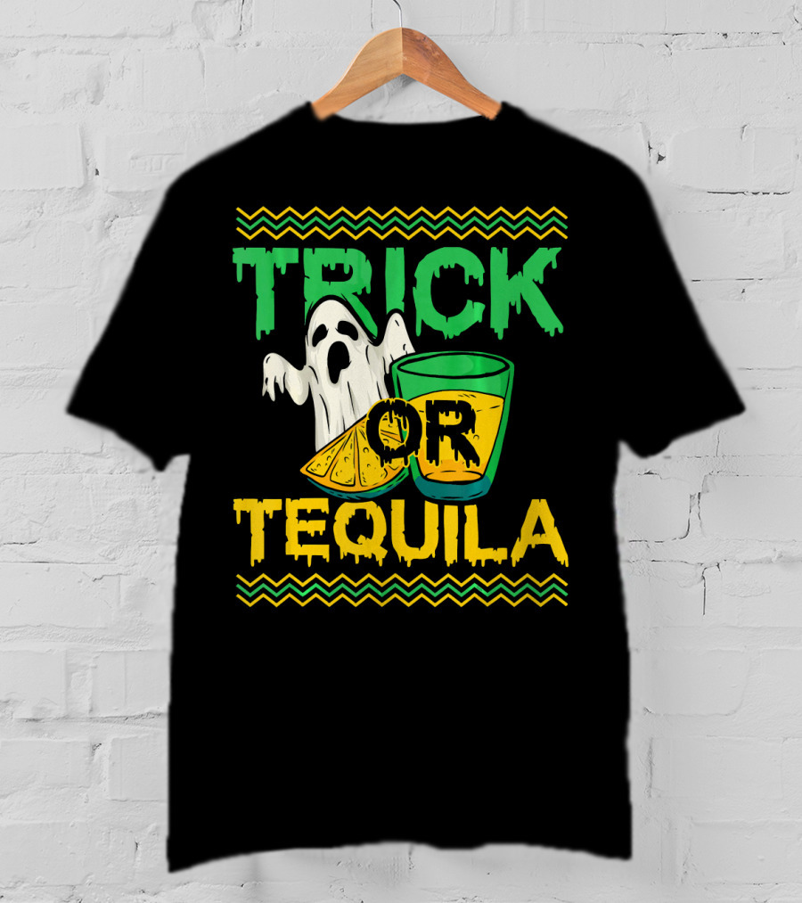 Trick Or Tequila Ghost Lemon Shot Halloween T-Shirt