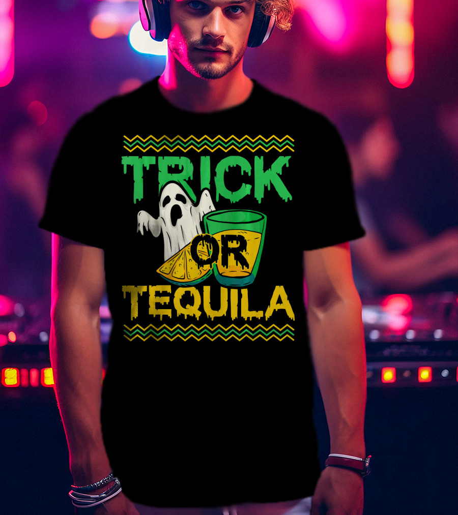 Trick Or Tequila Ghost Lemon Shot Halloween T-Shirt