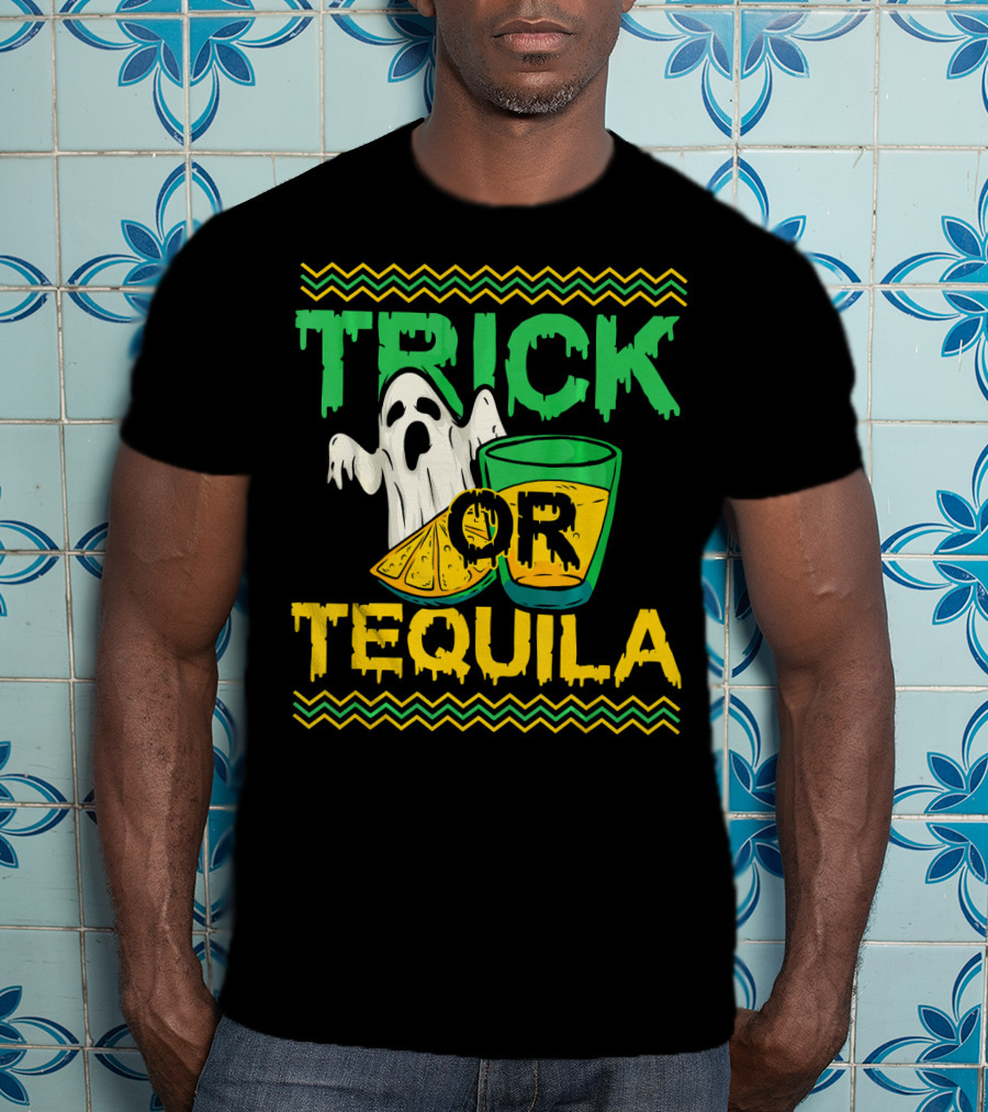 Trick Or Tequila Ghost Lemon Shot Halloween T-Shirt