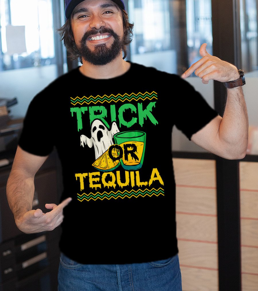 Trick Or Tequila Ghost Lemon Shot Halloween T-Shirt